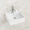 375X375X130Mm Above Counter/Wall-Hung Square White Ceramic Basin One Tap Hole Wall Hung Basins