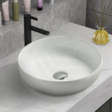 378X378X110Mm Bathroom Wash Basin Round Above Counter Gloss White Ceramic