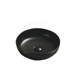 378X378X110Mm Bathroom Wash Basin Round Above Counter Matt Black Ceramic