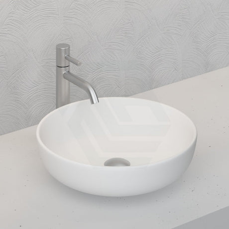 378X378X110Mm Bathroom Wash Basin Round Above Counter Matt White Ceramic Basins