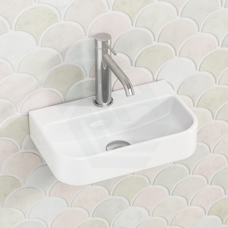 380X245X80Mm Mini Rectangle Gloss White Wall Hung Ceramic Basin Basins