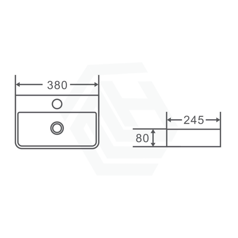 380X245X80Mm Mini Rectangle Gloss White Wall Hung Ceramic Basin Basins