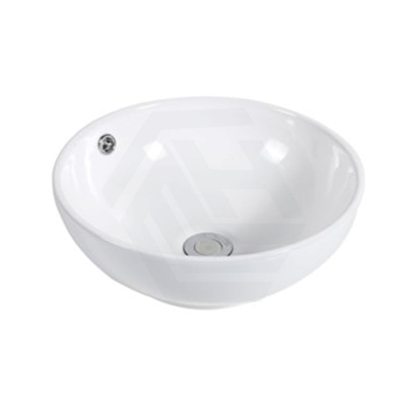 380X380X150Mm Round Above Counter Gloss White Ceramic Basin With Overflow