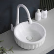 385X385X135Mm Round Matt White Fluted Above Counter Basin Ceramic Basins