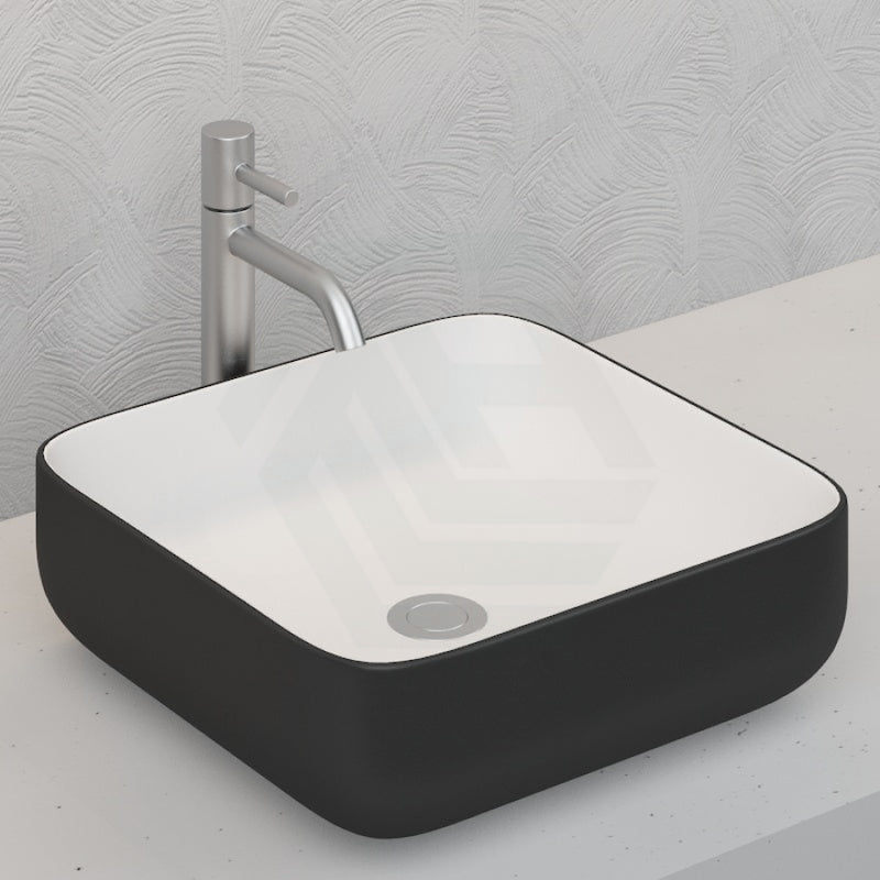 Square Above Counter Ceramic Basin Matt White Black