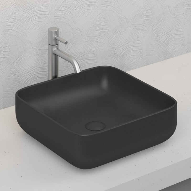 Above Counter Basin Ceramic Square Matt Black