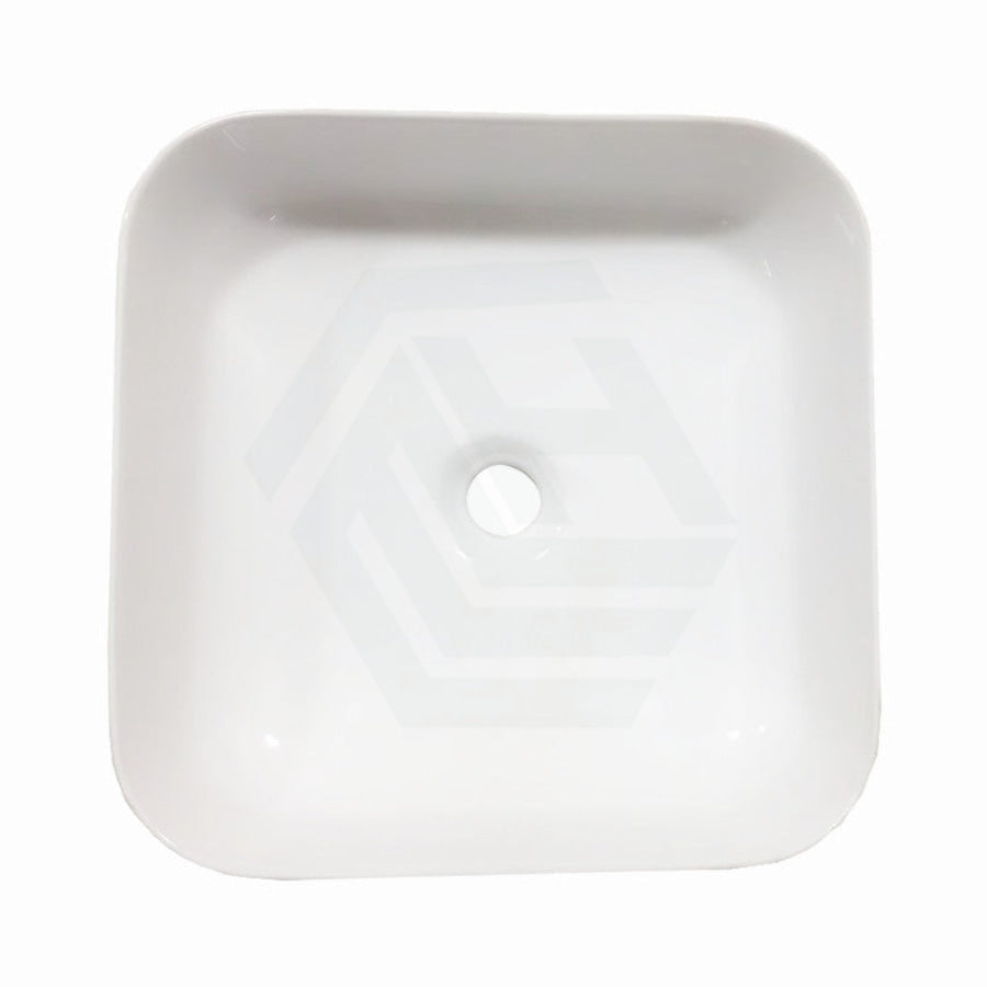 385X385X140Mm Bathroom Square Above Counter Gloss White Ceramic Wash Basin