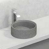 390Mm Round Matte Grey Above Counter Concrete Basin Waste Included Basins