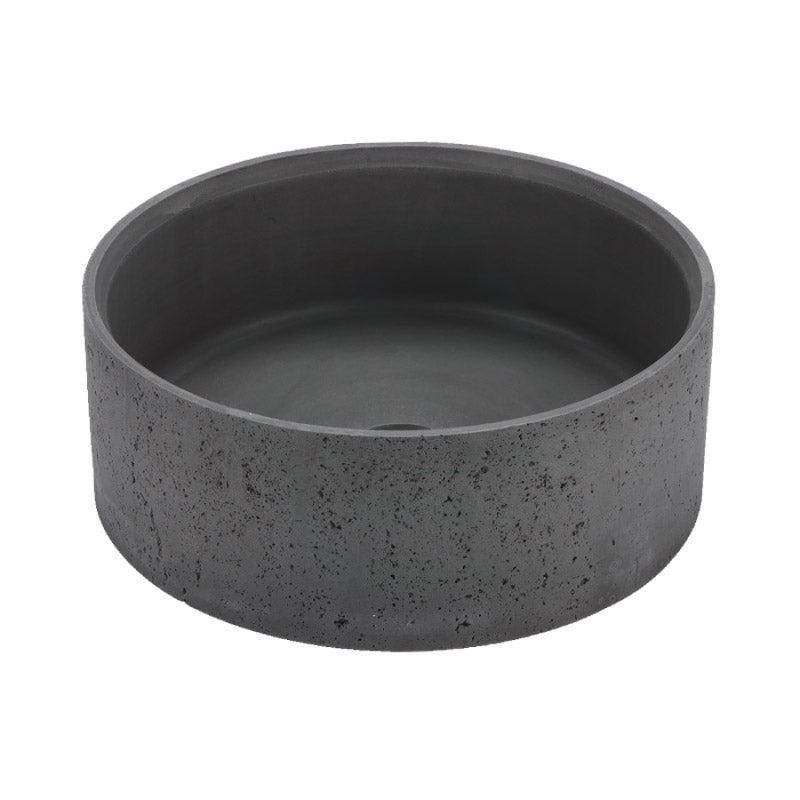 390Mm Round Matte Grey Above Counter Concrete Basin Waste Included Basins