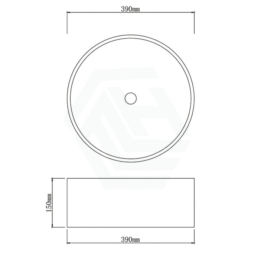 390Mm Round Matte Grey Above Counter Concrete Basin Waste Included Basins