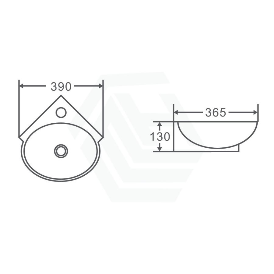 390X365X130Mm Mini Corner Basin Gloss White Wall Hung Ceramic Basins