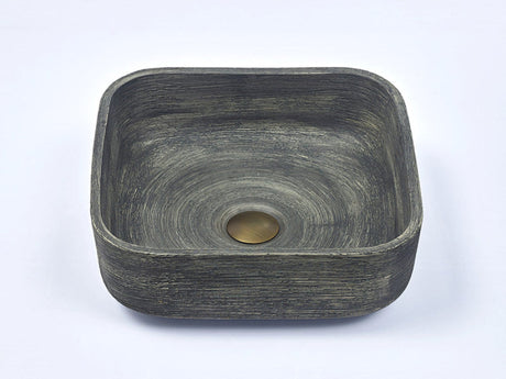 390X390X140Mm Square Grey Porcelain Basin