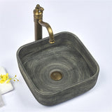 390X390X140Mm Square Grey Porcelain Basin