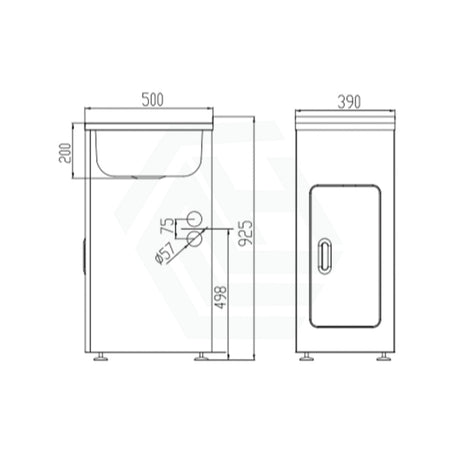 390X500X925Mm 30L Stainless Steel Laundry Tub Cabinet Freestanding Tubs