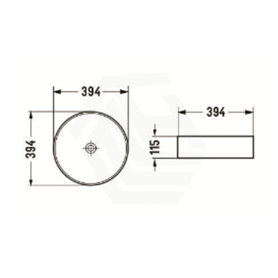 394X394X115Mm Bathroom Wash Basin Round Above Counter Gloss White Ceramic