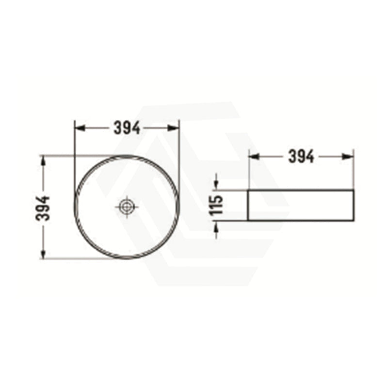 394X394X115Mm Bathroom Wash Basin Round Above Counter Gloss White Ceramic