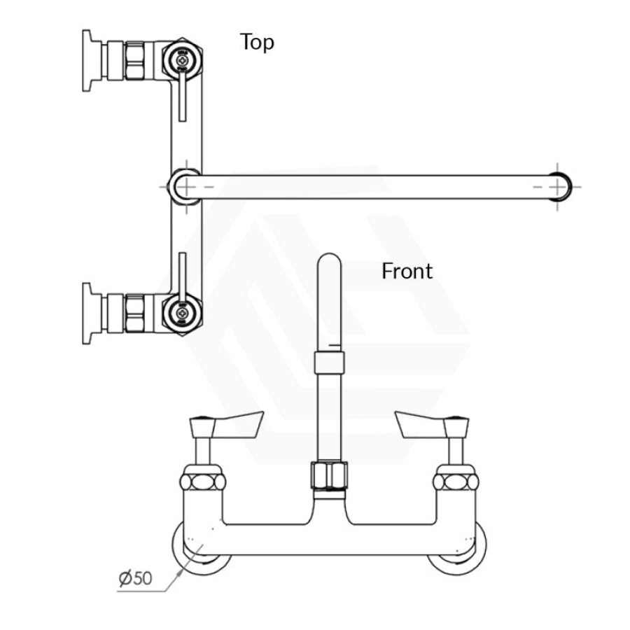 3Monkeez Stainless Steel Exposed Wall Tap Body With Spout 6’/8’/12” Commercial Tapware