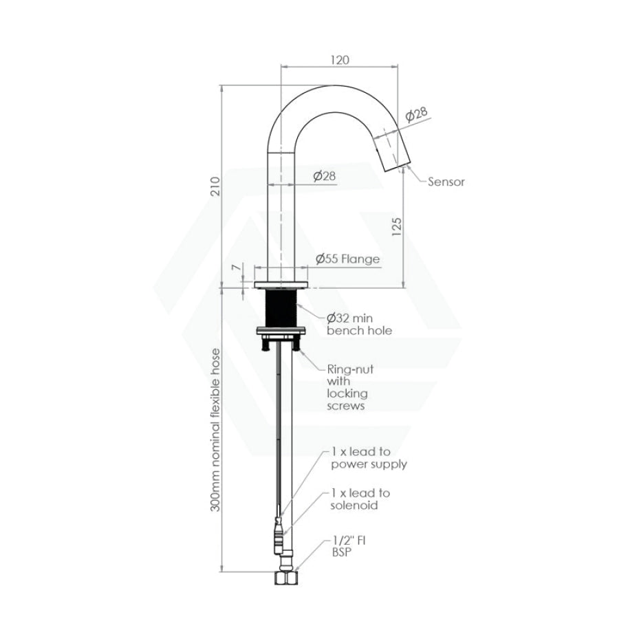 3Monkeez Stainless Steel Gooseneck Hob Mounted Infrared Sensor Tap Battery Powered Or Mains