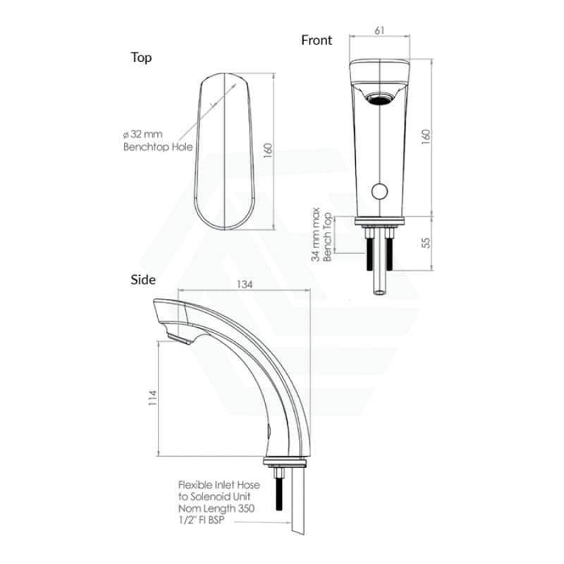 3Monkeez Stainless Steel Hob Mounted Sensor Tap Battery Powered Or Mains Commercial Tapware