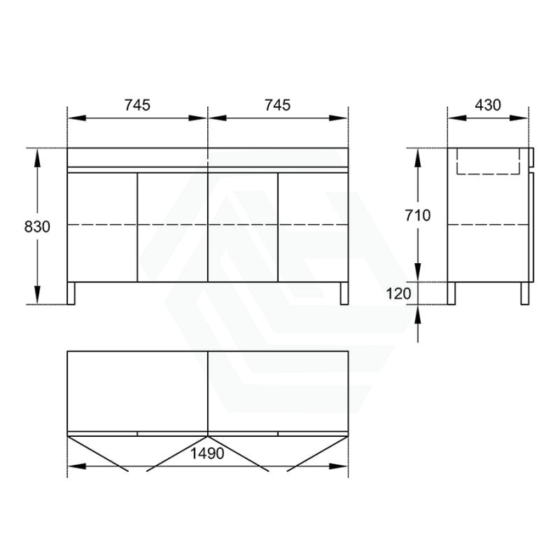 1500/1800Mm 4-Door Freestanding Bathroom Legs Vanity Double Multi-Colour Cabinet Only 1500Mm(Double