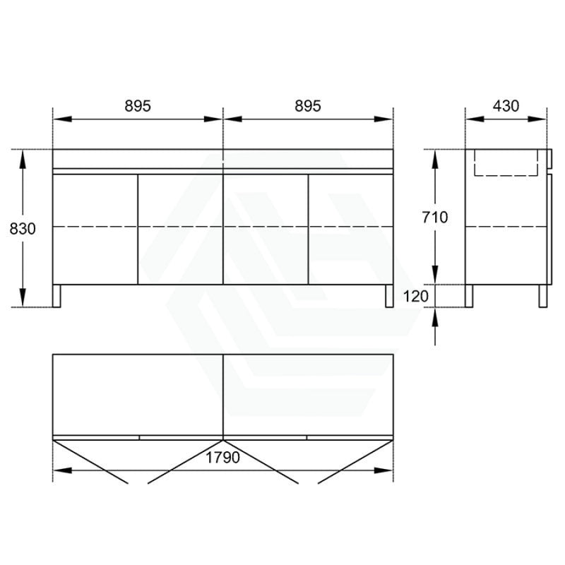 1500/1800Mm 4-Door Freestanding Bathroom Legs Vanity Double Multi-Colour Cabinet Only 1800Mm(Double