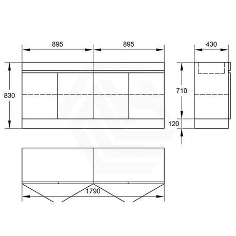 4-Door 1500/1800Mm Freestanding Bathroom Vanity Kickboard Double Multi-Colour Cabinet Only