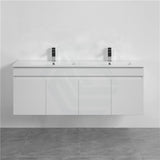 4-Door Wall Hung Bathroom Floating Vanity Double Bowls Multi-Colour Cabinet Only Vanities