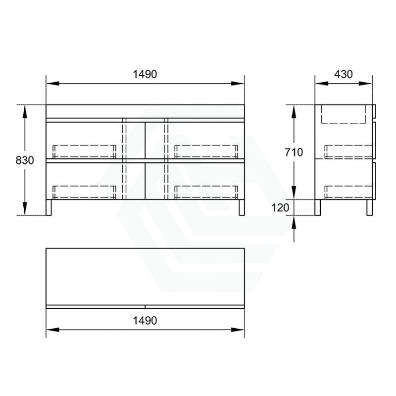 1200/1500/1800Mm 4-Drawer Bathroom Freestanding Leg Vanity Single/Double Multi-Colour Cabinet Only