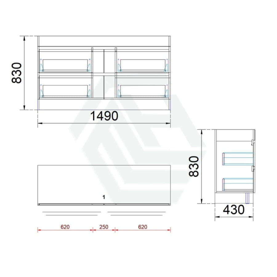 4-Drawer 1200/1500/1800Mm Freestanding Bathroom Vanity Kickboard Single/Double Multi-Colour Cabinet