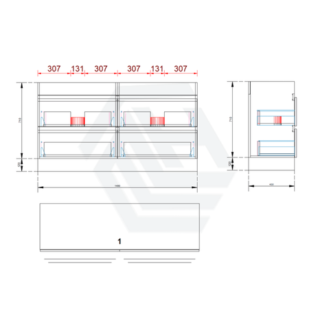 4-Drawer 1200/1500/1800Mm Freestanding Bathroom Vanity Kickboard Single/Double Multi-Colour Cabinet