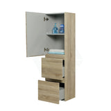 400Lx300Wx1350Hmm Berge Wall Hung Bathroom Vanity Tall Boy White Oak Wood Grain Pvc Filmed