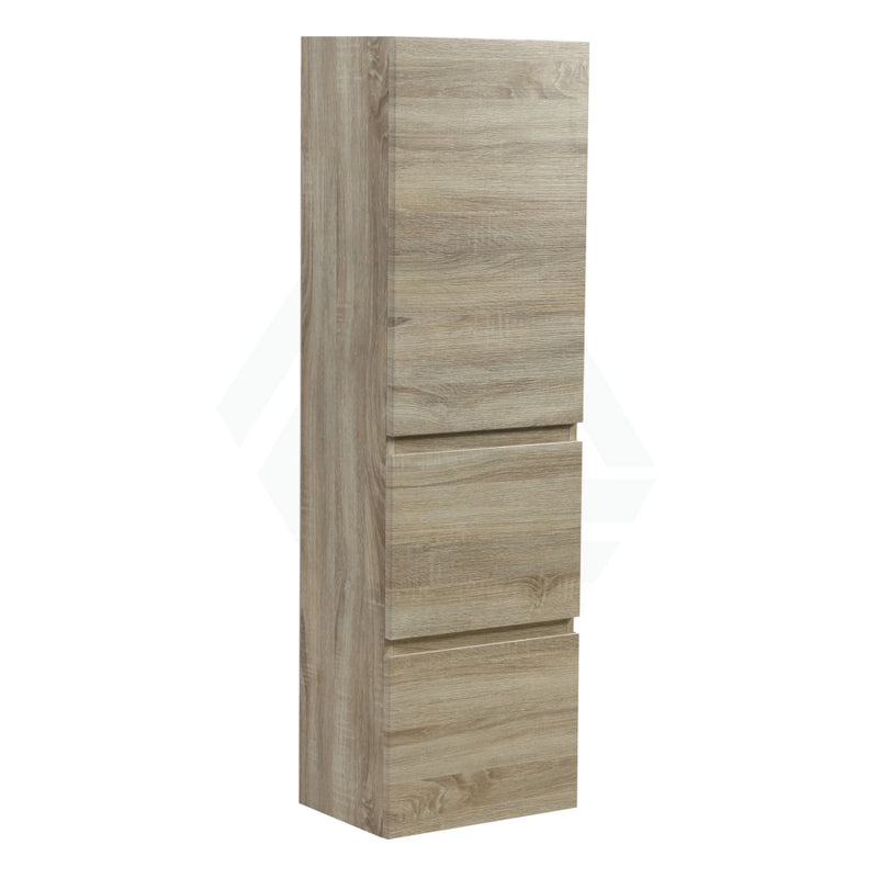 400Lx300Wx1350Hmm Berge Wall Hung Bathroom Vanity Tall Boy White Oak Wood Grain Pvc Filmed