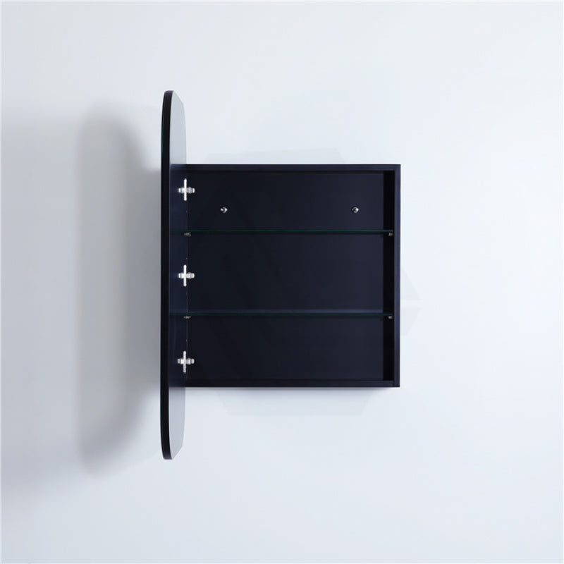 400Mm / 600Mm Matt Black Pvc Shaving Cabinet Pencil Mirror Wall Hung For Bathroom