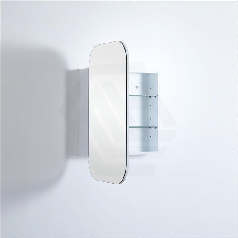 400Mm / 600Mm Matt White Pvc Shaving Cabinet Pencil Mirror Wall Hung For Bathroom