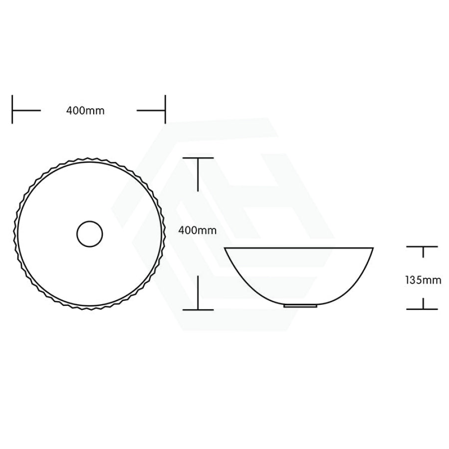 400Mm Round Above Counter Ceramic Basin Special Shape Gloss White Basins