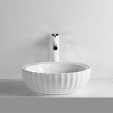 400Mm Round Above Counter Ceramic Basin Special Shape Gloss White Basins