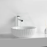 400Mm Round Above Counter Ceramic Basin Special Shape Gloss White Basins