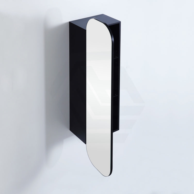 400X1500Mm Wall Hung Pvc Shaving Cabinet Matt Black Finish Pencil Mirror For Bathroom