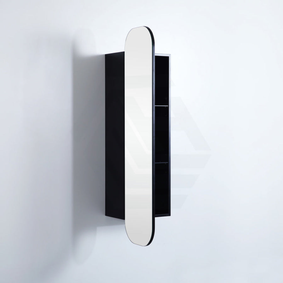 400X1500Mm Wall Hung Pvc Shaving Cabinet Matt Black Finish Pencil Mirror For Bathroom