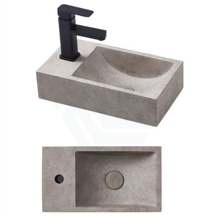 400X220X100Mm Rectangle Above Counter Concrete Basin Burberry Stone Pop Up Waste Included Left Or