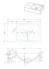 400X220X100Mm Rectangle Above Counter Concrete Basin White Sandstone Pop Up Waste Included Left Or