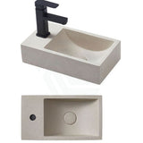 400X220X100Mm Rectangle Above Counter Concrete Basin White Sandstone Pop Up Waste Included Left Or