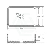 400X280X120Mm Rectangle Above Counter Concrete Basin French Grey Pop Up Waste Included Basins