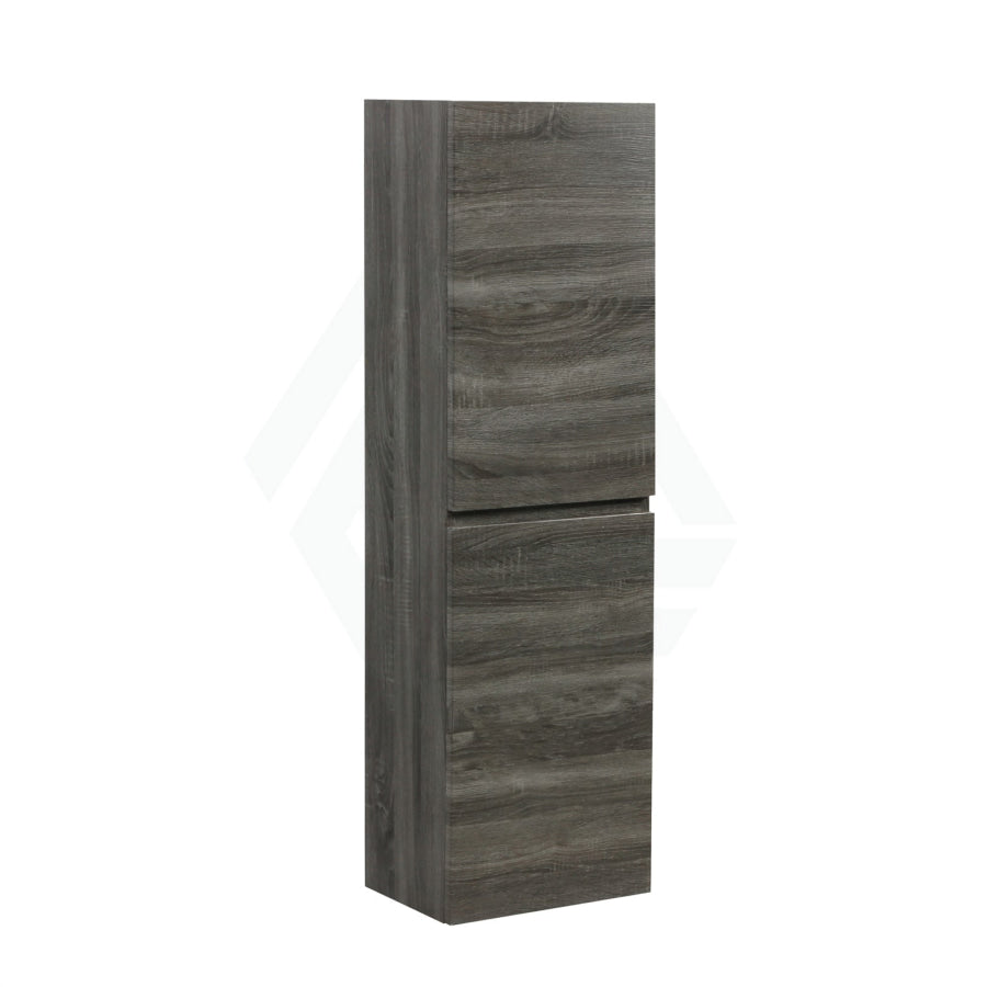 400X300X1350Mm Wall Hung Bathroom Vanity Tall Boy Dark Grey Wood Grain Pvc Vacuum Filmed Mdf Board