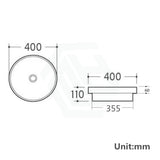 400X400X110Mm Inset Ceramic Basin Gloss White Round