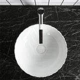 400X400X130Mm Above Counter Basin Gloss White Bathroom Round Ceramic Wash Diagonal Pattern