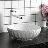 Above Counter Basin Ceramic Round Diagonal Gloss White