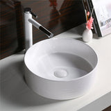 Above Counter Basin Round Ceramic Stripe Pattern Gloss White