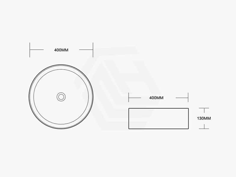 400X400X130Mm Above Counter Basin Gloss White Bathroom Round Ceramic Wash Stripe Pattern