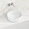 400X400X130Mm Above Counter Basin Gloss White Bathroom Round Ceramic Wash Stripe Pattern Basins